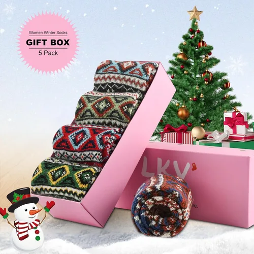 Miniatura 2 de LKV Calcetines de invierno para mujer, caja de regalo, calcetines de lana gruesa, suaves, cálidos, calcetines casuales para mujer, calcetines