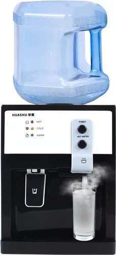 Dispensador de agua de encimera de carga superior para botella de 1 a 5 galones, máquina de beber eléctrica con dispensador de agua caliente y fría