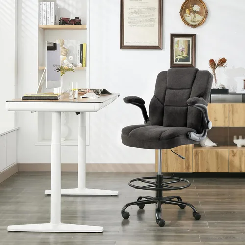 Miniatura 9 de Drafting Chair 500Lbs, Tall Office Chair for Standing Desk, Fabric Executive Office Chair with Flip-up Armrests, Ergonomic High Chair with