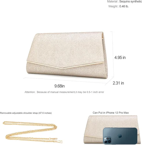 Miniatura 4 de Bolsos de mano brillantes para mujer, bolso de noche para mujer, bolso de mano para mujer, bolso de mano para fiesta, graduación, boda