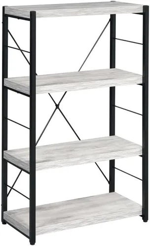 Miniatura 6 de Acme Jurgen - Estantería rectangular con 4 estantes de madera, color blanco antiguo y negro
