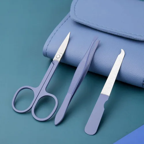 Miniatura 6 de Juego de manicura, cortaúñas, kit de pedicura, kit de aseo profesional 16 en 1, acero inoxidable, tijeras para uñas de los pies con lujosa funda