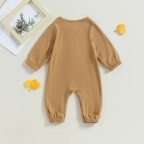 Miniatura 2 de Mameluco unisex de manga corta para bebé recién nacido, con botones, de una pieza, ropa de color sólido