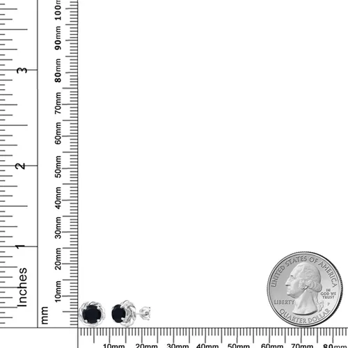 Miniatura 379 de Gem Stone King Aretes de plata de ley 925 de 0.236 in con piedra natal redonda para mujer