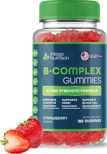 Gomitas de complejo de vitamina B para adultos, suplemento vitamínico del complejo B para mujeres y hombres, gomitas complejas de vitaminas B para