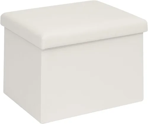 Miniatura 20 de B FSOBEIIALEO Cubo otomano plegable de almacenamiento con piel sintética para sala de estar, dormitorio, oficina en casa, reposapiés de Negro