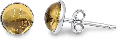 Miniatura 65 de Pendientes naturales de 0.236 in con chapado en oro blanco sobre plata de ley, bisel cabujón de piedras preciosas regalo de joyería para ella