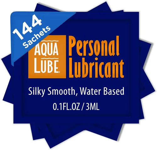 Aqua Lube I Personal Lubricante a base de agua I Silky & Smooth I para hombres y mujeres I Bolsa de 144 unidades I 0.1 fl oz / 0.1 fl oz cada uno