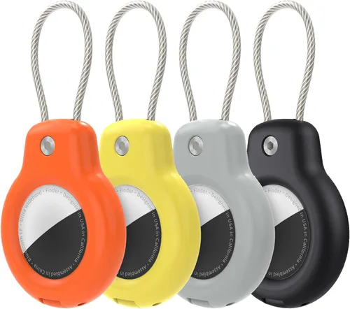 Miniatura 18 de SPGUARD Funda para AirTag con llavero, paquete de 4 unidades para Apple Air Tag con bloqueo de cable de alambre, llavero, accesorios
