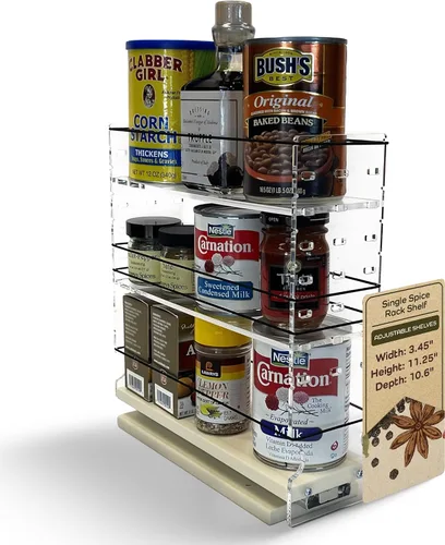 Miniatura 14 de Vertical Spice - Organizador de especias deslizante grande extraíble - 2 cajones individuales de 1 nivel - Soporte de condimentos con ruedas de alta