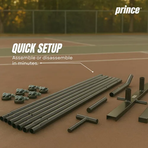 Miniatura 5 de Prince - Red de pickleball de cancha completa + ruedas, fácil de transportar, ideal para montar canchas en cualquier lugar (azul)