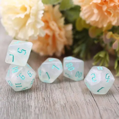 Miniatura 6 de Juego de 7 dados poliédricos DND de resina, juego de mesa de escritorio, juego de mesa para juegos de rol, mazmorras y dragones, país de las Verde