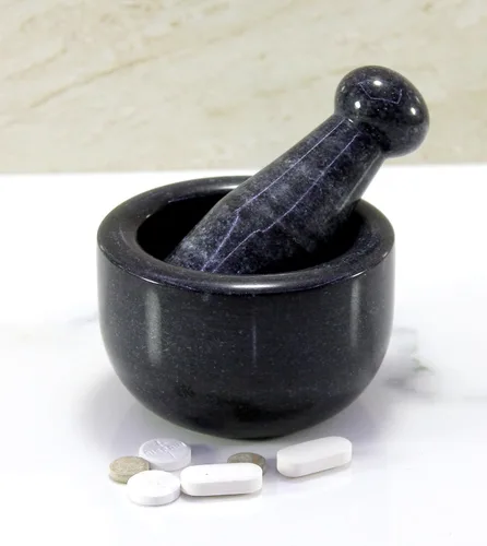 KLEO Juego de mortero y mortero de piedra natural de 3 pulgadas, molinillo de especias y hierbas resistente, triturador de guacamole, no poroso,