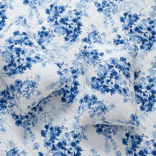 Miniatura 6 de Great Bay Home - Juego de colcha floral tamaño Full/Queen con fundas, juego de ropa de cama azul floral, para todas las estaciones, colcha ligera 06