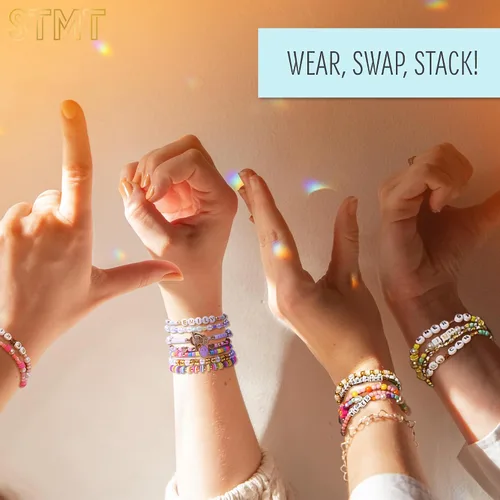 Miniatura 5 de STMT Estudio de joyería personalizada, crea más de 50 piezas premium, kit de fabricación de pulseras de moda, incluye dijes de pulsera de metal