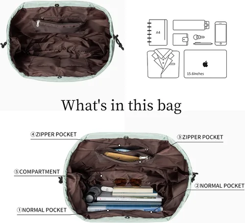 Miniatura 7 de ecosmile Bolsa de gimnasio con cordón y cordón para mujer bolsa de gimnasio impermeable para gimnasio