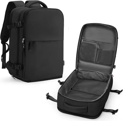 Miniatura 10 de coowoz Mochila de viaje para mujeres y hombres, aprobada por aerolíneas, mochila de mano grande, mochila de senderismo impermeable, mochila b-Gris