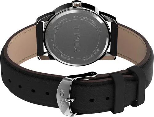 Miniatura 4 de Timex Easy Reader Reloj con correa de cuero de 1.496pulgadas, Negrotono plateado