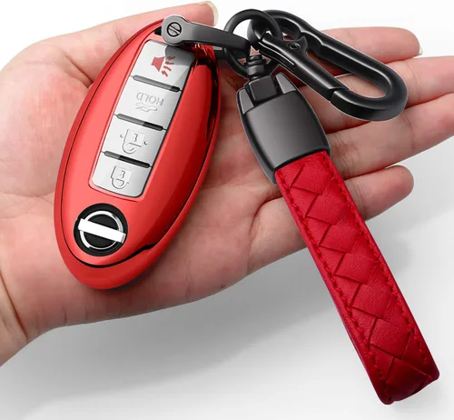 Compatible con Nissan Funda para Llavero con Llavero de Cuero TPU Suave Protección de 360 Grados Funda para Llave para Altima Maxima Rogue Armada