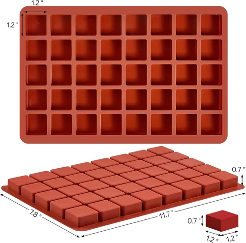 Miniatura 2 de Puyeipt Paquete de 2 moldes cuadrados de silicona para chocolate, moldes de caramelo de 40 cavidades, mini moldes para cubitos de hielo