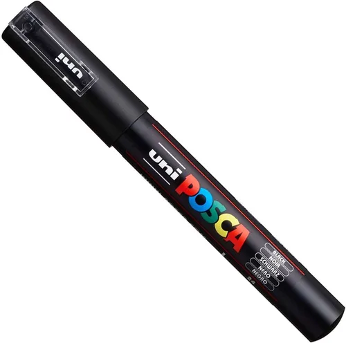 Miniatura 2 de Juego auténtico de marcadores Posca, 2 marcadores de pintura Posca de grado profesional en blanco y negro con punta extra fina de 1M