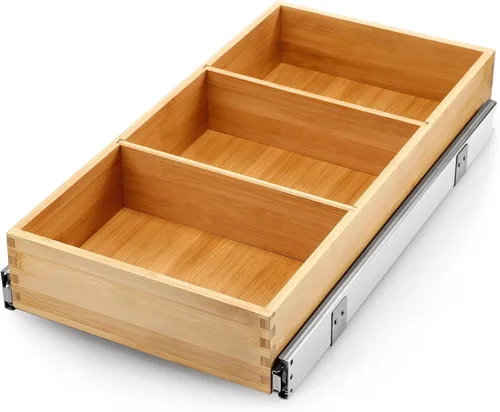 Fabsome Organizador de Cajón Extraíble para Gabinete de Cocina, Estante de Almacenamiento y Organización de Madera de Bambú Deslizante, Estante