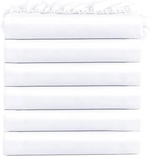 FreshCulture Sábanas ajustadas tamaño King, paquete al por mayor de 6, bolsillo profundo, sábanas bajeras de microfibra suave para el hogar, Blanco