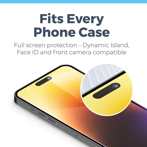 Miniatura 5 de Power Theory [Paquete de 2 protectores de pantalla para iPhone 14 Pro Premium inastillable de vidrio templado [dureza 9H], marco fácil de instalar