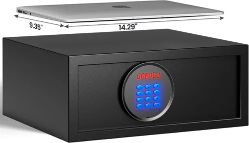 KornerBatl Caja fuerte de hotel de 19.4 libras con contraseña del administrador, caja fuerte para el hogar con modo silencioso y LED, caja fuerte