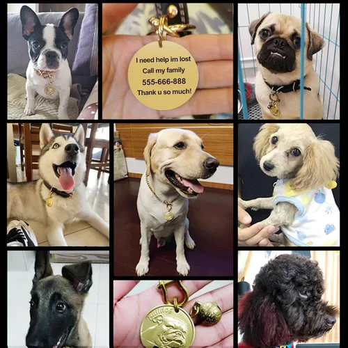 Miniatura 3 de Etiqueta de perro retro de cobre puro tridimensional con estampado de mascotas en relieve, etiquetas personalizadas para mascotas, etiquetas