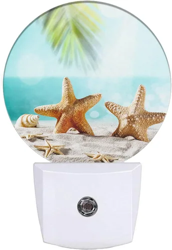 EKOBLA Luz nocturna enchufable con estrella de mar, luz nocturna LED con sensor de atardecer a amanecer para niños y adultos, decoración del hogar