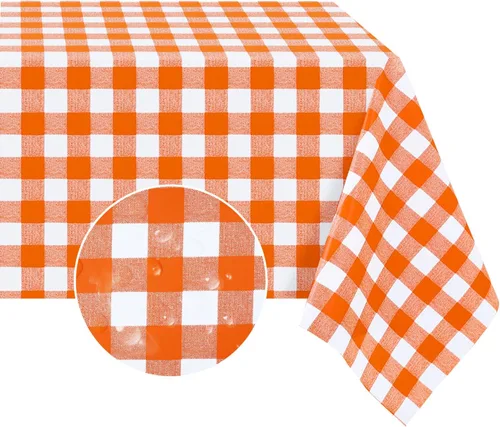 Miniatura 11 de Romanstile Mantel rectangular de vinilo, 100% impermeable, mantel de plástico a cuadros de búfalo, resistente y lavable para exteriores, campamento