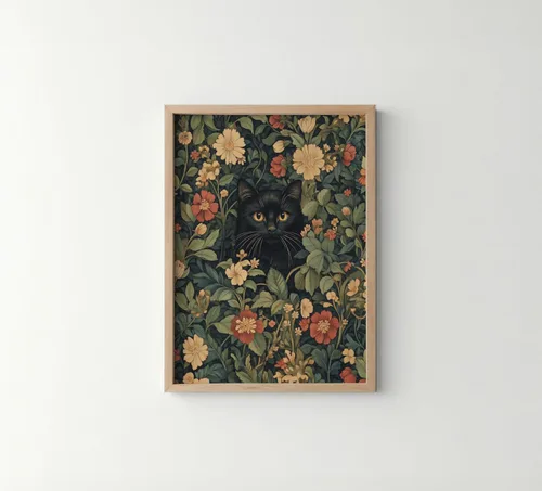 Miniatura 37 de Póster de Arte de Luna Llena, Estilo William Morris Retro de Mediados de Siglo Botánico Victoriano Academia Oscura Decoración Gótica Galería 10a