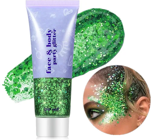 Miniatura 33 de Go Ho Gel de purpurina púrpura de sirena, purpurina holográfica para el cabello morado para niños y mujeres, lentejuelas gruesas para ojos, labios