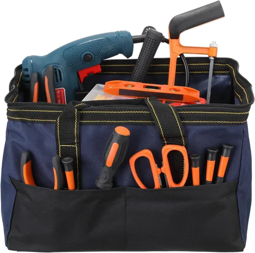 Miniatura 3 de Bolsa de herramientas de 4 piezas con base moldeada resistente al agua, múltiples bolsillos, bolsa de herramientas de boca ancha, organizador