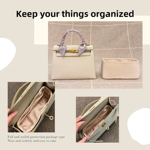 Miniatura 8 de DGAZ Organizador de bolsas, organizador de bolsos de seda, organizador de bolsos y organizador de bolsas Simplicity, se adapta a bolsas Kelly mini