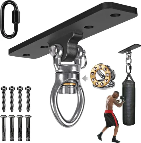 Miniatura 17 de Kipika Colgador de pared para bolsa pesada, soporte giratorio para bolsa de boxeo resistente para gimnasio en casa, longitud ajustable para bolsa