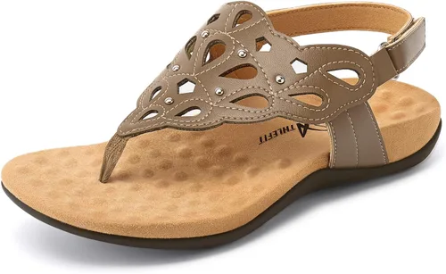 Miniatura 10 de Athlefit Sandalias ortopédicas para mujer, sandalias ortopédicas ajustables de verano con soporte de arco