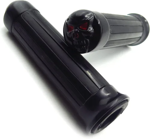 Miniatura 6 de MT080-25-BK Agarres de manubrio estilo calavera negra de 1 pulgada, compatibles con Harley XL 883 Hugger Sportster Cruiser