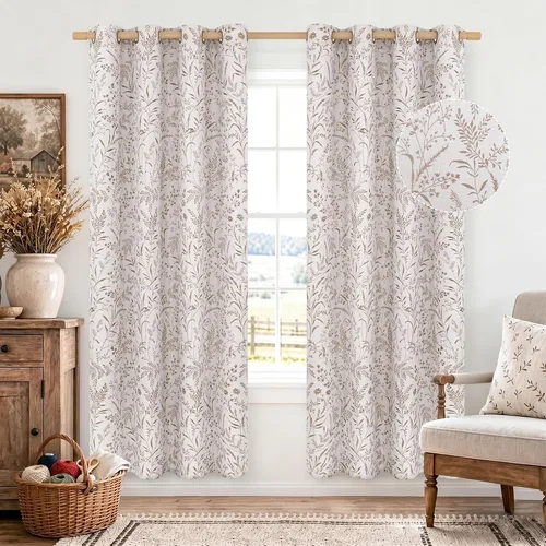 Miniatura 19 de BGment Cortinas de lino beige para dormitorio de 63 pulgadas de largo, cortinas de ventana con ojales y ojales para ventana de sala de estar, 2