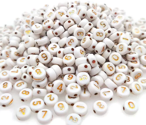 Miniatura 9 de 200 cuentas redondas doradas de letras del alfabeto acrílico de 0.157 x 0.276 pulgadas de la A a la Z, cuentas de plástico mixtas sueltas para hacer