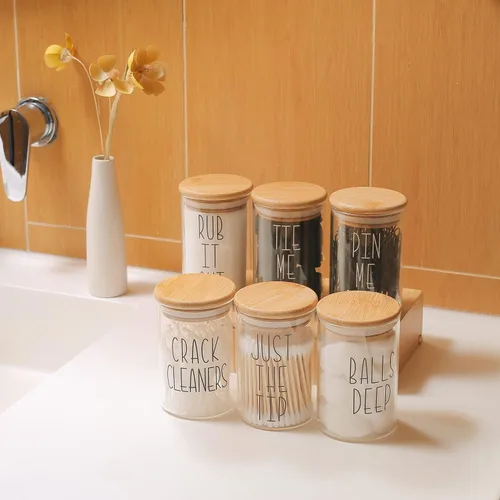 Miniatura 6 de MOMEEMO Los frascos de boticario con tapas para organizador de almacenamiento de baño, organizador de lazos para el cabello y soporte para pasadores