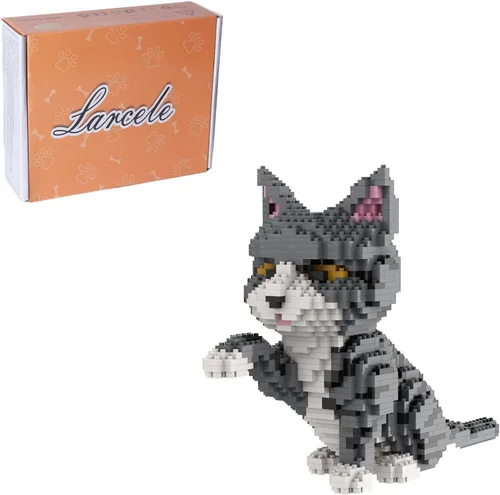 Miniatura 13 de Larcele Conjunto de animales de bloques de construcción micro para gatos, mini ladrillos de juguete de construcción 3D, 1191 piezas KLJM-05
