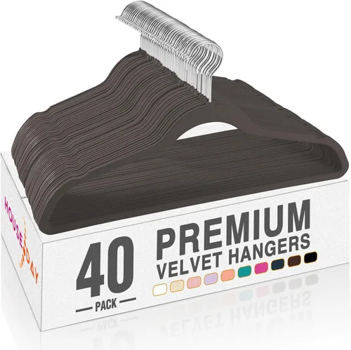 Miniatura 33 de HOUSE DAY - Perchas de terciopelo negro de 60 unidades, antideslizantes, resistentes, para abrigos, perchas premium delgadas que ahorran espacio