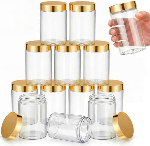 Miniatura 53 de SATINIOR Paquete de 12 frascos de plástico con tapas, frascos redondos para cosméticos de viaje, para artículos de tocador, loción, crema