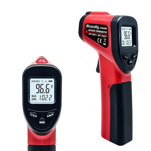 Pistola de termómetro infrarrojo (NO para humanos) -58℉~1022℉ (-50℃~550℃) Termómetro láser digital infrarrojo de 9 puntos, sin contacto, lectura