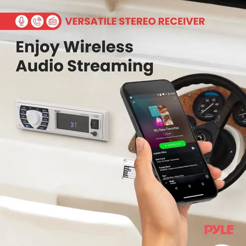 Miniatura 2 de Pyle Juego de altavoces receptores de radio marina, 12 V, estilo Single Din, compatible con Bluetooth, impermeable, sistema de consola digital