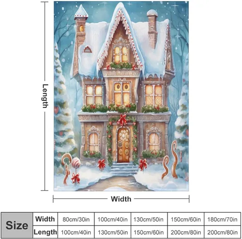 Miniatura 2 de Mantas suaves y mantas para sofá, casa de Navidad y pan de jengibre, manta de microfibra suave y acogedora manta de microfibra para hombre, casa