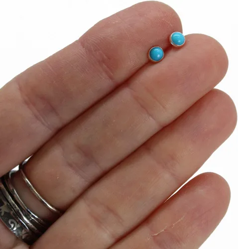 Miniatura 46 de Aretes de tuerca con piedras preciosas para mujeres y niñas, bisel redondo de 0.157 in de plata esterlina 925