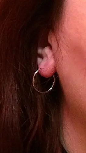 Miniatura 4 de Aretes de aro continuos sin fin de oro blanco de 14 quilates, (tubo de 0.059 in)